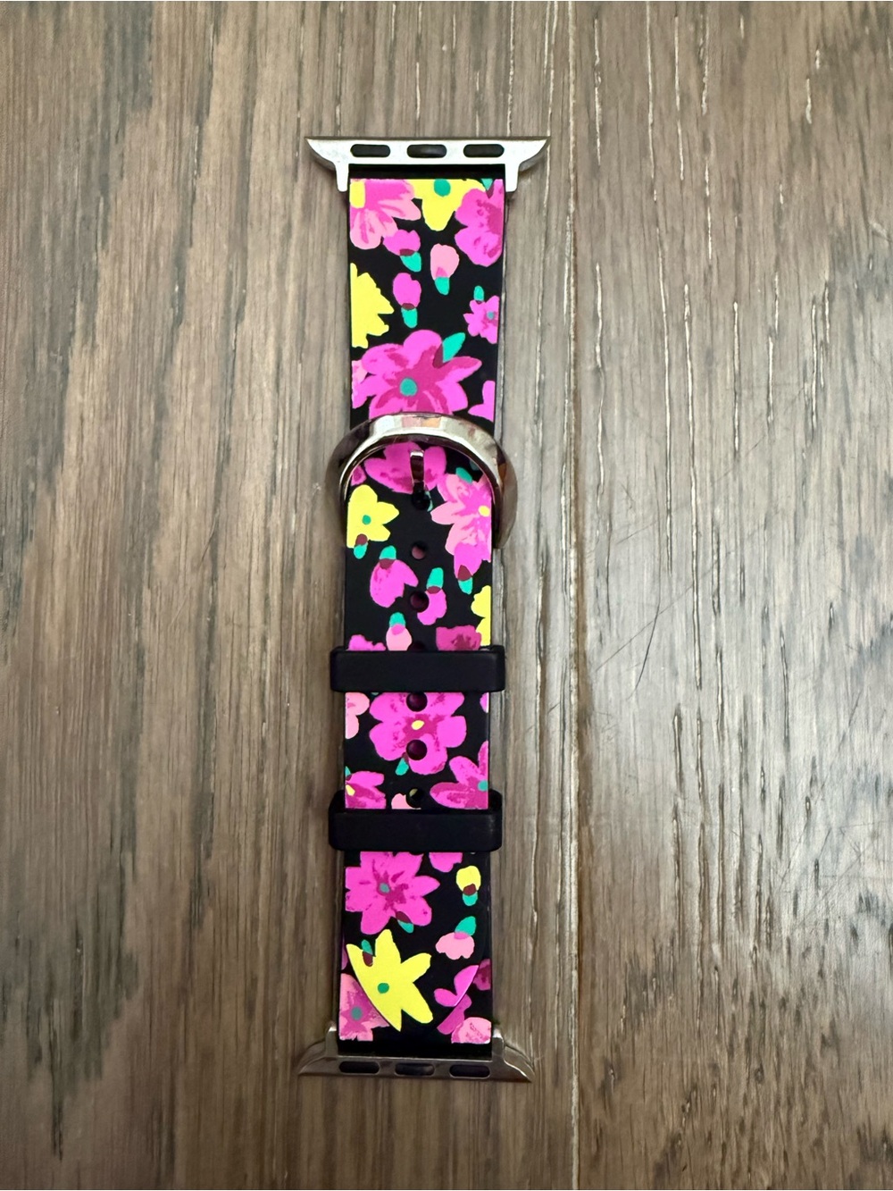 Kate Spade Floral Silicone Watch Band - Pink & Yellow on Black